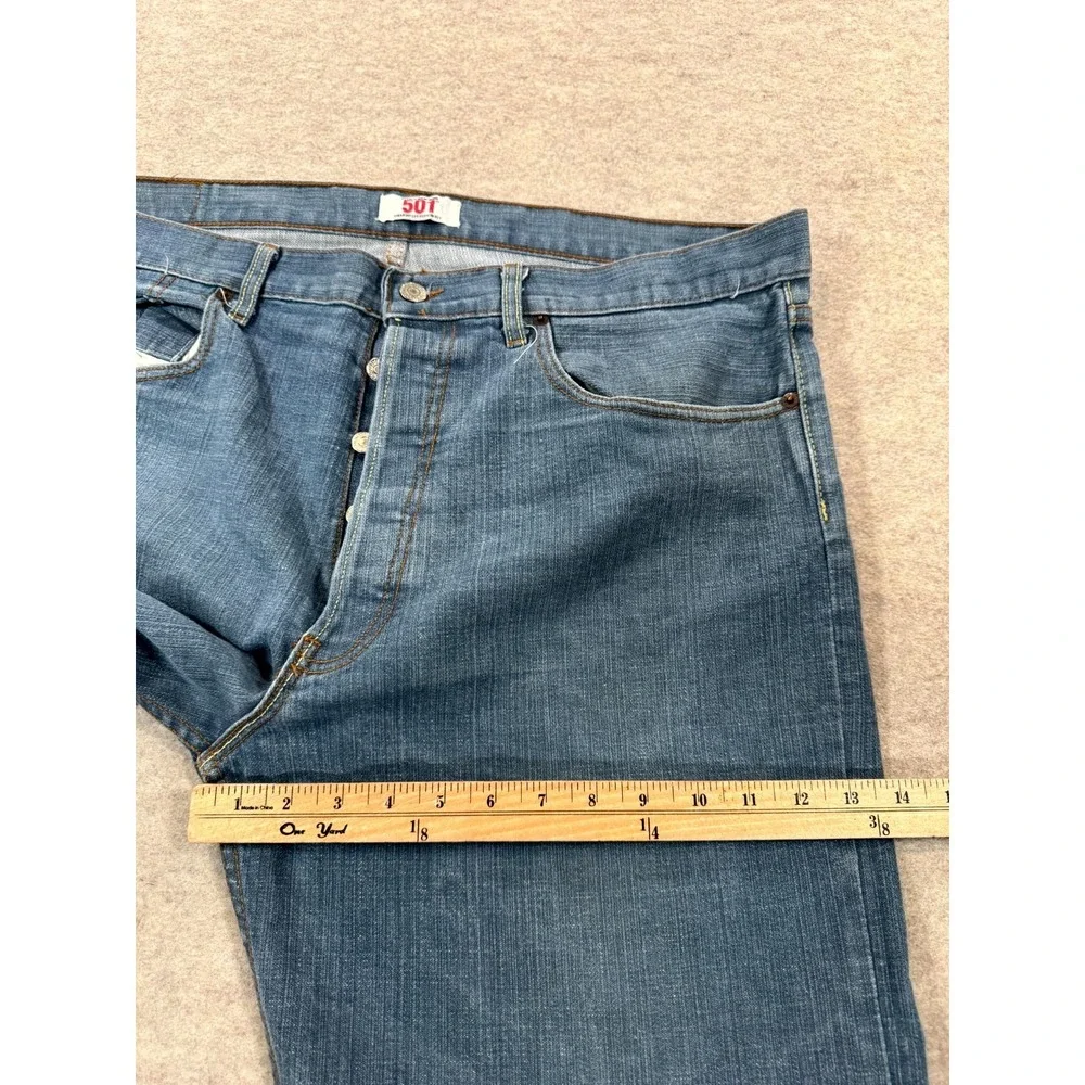 Levis 501 Original Fit Straight Jeans Mens 42x32 Blue Denim High Rise Button Fly
